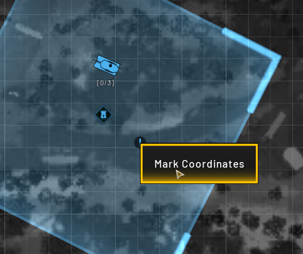 Tactical map context menu showing Mark Coordinates