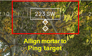 Compass diamonds aligned to ping target